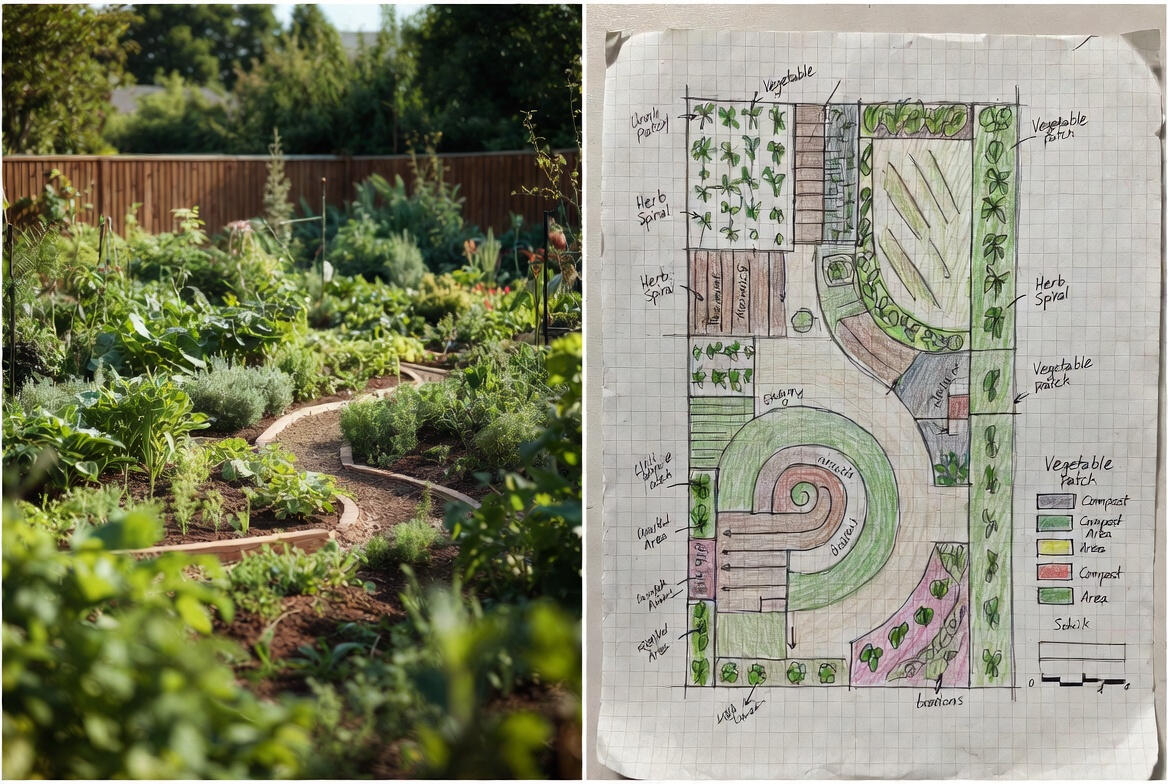 Conceptual work for a permaculture garden