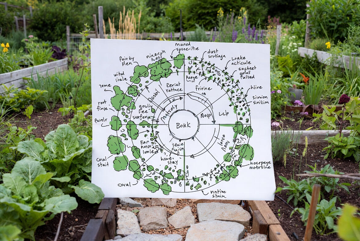 Conceptual work for a permaculture garden