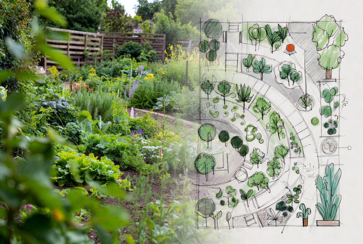 Conceptual work for a permaculture garden